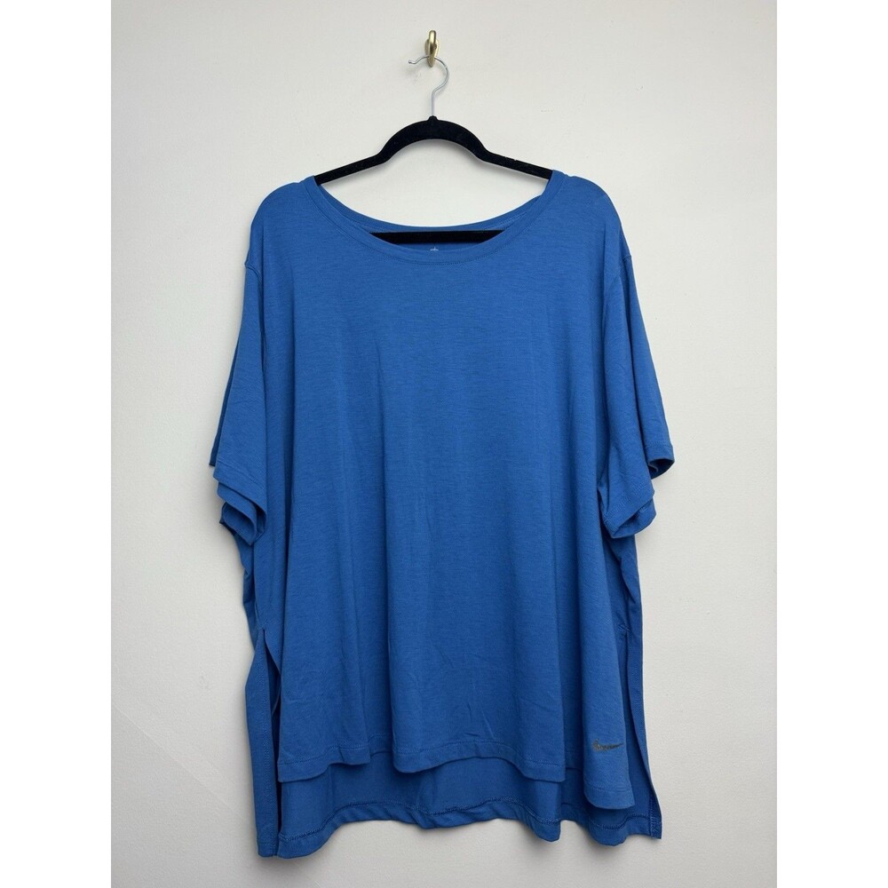 Nike Womens Yoga Short Sleeve Shirt Plus Size 3X Blue Stretch Active Running